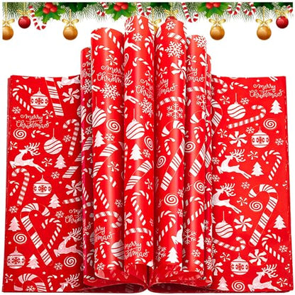 100 Pcs Christmas Wax Paper Sheets for Food, Sandwich Wrap Paper Deli Wraps, Waterproof Oil-proof Picnic Basket Liners with Snowflakes Candy Pattern for Kitchen Handmade Food(Red) - color: Red Candy
