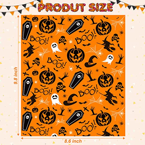 100 Pcs Wax Paper for Food, Halloween Wax Paper Sheets Sandwich Wrap Paper Deli Wraps, Waterproof Oil-proof Picnic Basket Liners with Pumpkin Ghost Hat Pattern for Kitchen Handmade Food - color: Pumpkin