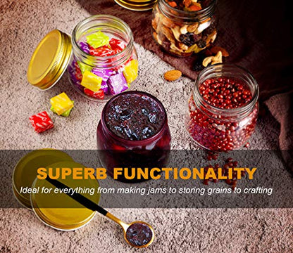 Rainforce Mason Jars 8 oz 30 Pack- Small Mason Jars With Gold Lids -1/4 Quart Canning Jars| Storage Pickling Jars For Jelly, Jam, Honey, Pickles, Spice - With 30 Chalkboard Labels - color: Gold