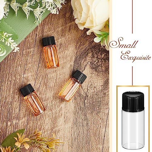 Lallisa 100 Pcs 4 ml Glass Vials with Black Screw Caps and Plastic Stoppers, 1 Dram Clear Small Leakproof Bottles Bulk, Mini Liquid Sample Vials for Essential Oils, Sample, DIY Craft - color: Clear with Black Cap, size: 4 ml