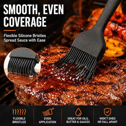 Silicone Basting Pastry Brush for Baking Cooking Bbq Grill Spread Oil Butter Sauce 2 Pack - color: black2