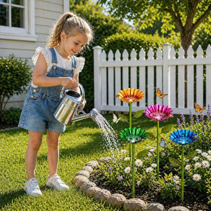 4 Pack Bee Watering Station, Bee Feeder for Garden Metal Butterfly Water Feeder with Flower Design Colorful Butterfly Bee Bath Bowl for Outdoor Garden Yard