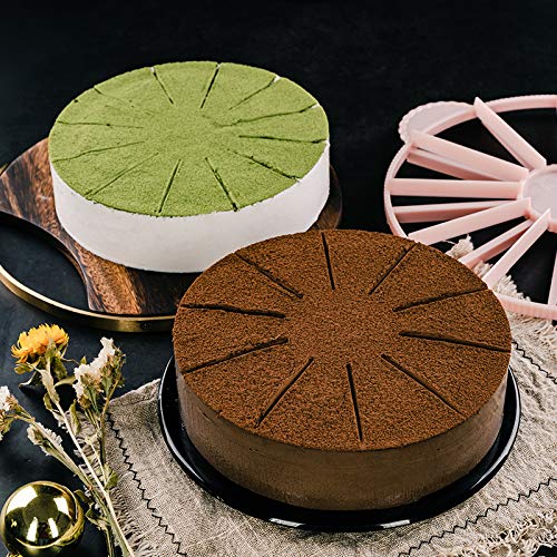 Round Slice & Pie Slicer, Cake Divider, Cheesecake Cutter, Double Sided Portion Marker, 14 or 16 Slices - Works for Cakes Up To 16-Inches Diameter - size: 3.9"