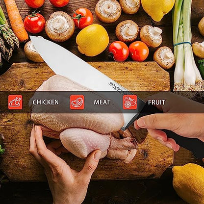 10 inch Japanese High Carbon Stainless Steel Chef Knife, Professional Sharp Wide Cook Knife with Non-slip Ergonomic Handle, for Kitchen Home Restaurant (Black) - color: Black