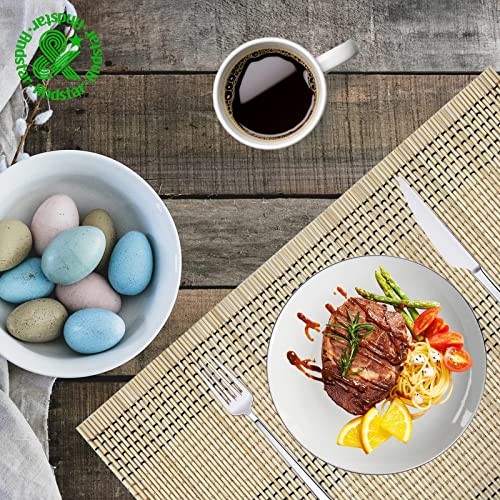 Set of 8 Pcs Bamboo Placemats Natural Anti-Slip Bamboo Placemats Washable Heat-Resistant Table Mats for Dining Room and Kitchen(Beige) - color: Beige, size: Set of 8 Placemat 17.7 x 11.8 inch
