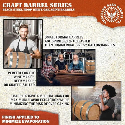 1 Liter Oak Aging Barrel with Wood Stand, Bung & Spigot - Mini Whiskey Barrels for The Home Alcohol Distiller, Moonshiner & Winemaker - Age Cocktails, Bourbon, Whisky, Tequila, Rum, Mead Wine (1L) - size: 1 Liter