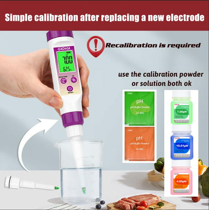 Digital pH Meter Food with Replaceable pH Probe Spear Tip pH Tester Electrode for Semi-Solid Samples