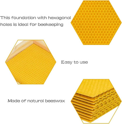 Yellow Beehive Wax Coated Foundation Sheet, 8-1/2-Inch Deep Beehive Foundation Sheets Waxed Foundation Sheet Plastic Portable Honeycomb Sheet Nest Foundation Sheet Fit Deep Frame, 10 Sheets - color: 10pcs-Yellow
