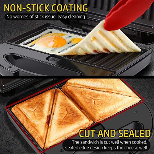 OSTBA 3-in-1 Sandwich Maker with Removable Plates, Panini Press, Waffle Maker, Non-Stick, 750W Compact Breakfast Grill for Sandwiches, Waffles, Steak, Black - style: ABS06