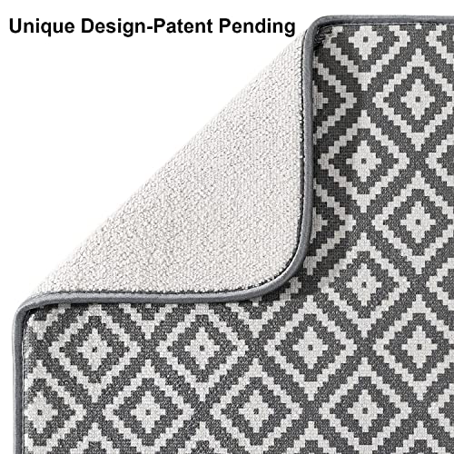 Dish Drying Mat for Kitchen 2 Pack, Ultra Absorbent Microfiber Dishes Drainer Mats by Subekyu,19.2 by 15.8 Inch(Rhombus) - color: Dark Gray 2P 19.2*15.8