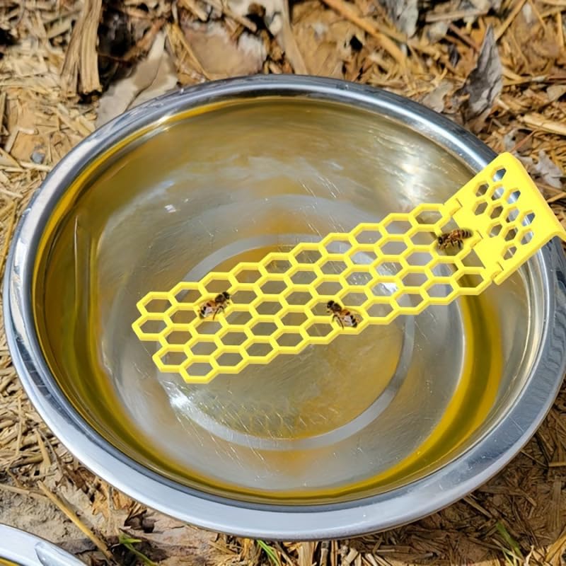 2pack Plastic Honeycomb Bee Water Feeder Ladder – Insect Drinking Station for Hive, Beehive, Pollinator Garden, and Beekeeping Supplies – Durable, Easy-Clean (Yellow+White) - color: yellow+white