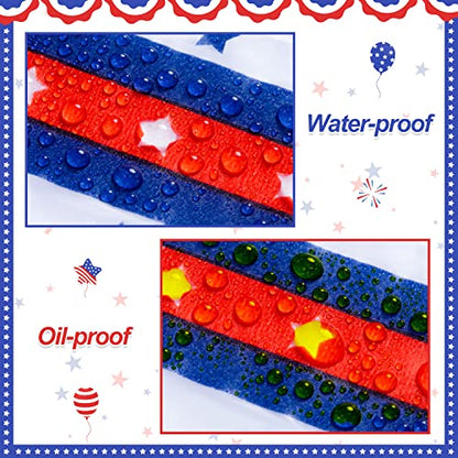 100 Pcs 4th of July Wax Paper for Food, Wax Paper Sheets Deli Paper Sandwich Wrap Candy Cookies Wraps, Waterproof Oil-proof Picnic Basket Liners with Star Flag Pattern for Kitchen Handmade Food - color: Patriotic