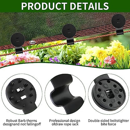 20 Pieces Shade Cloth Plastic Clips Heavy Duty Lock Grips, Round Plastic Black Clips Sunshade Net Fixing Clip Fix Clamp, Shade Fabric Clips for Bird Netting, Greenhouse Outdoor Garden Netting - style: 20PCS