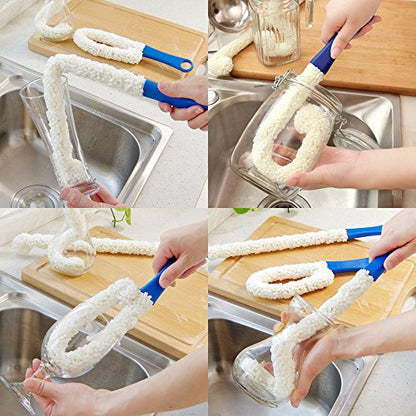 LJDJ Bottle Cleaning Brush - Set of 2 Flexible Bottle Scourer - Multi-Function Household Cleaning Tools for Cleaning of Wine Decanters, Goblets, Glasses, Cups - color: 2-pcs Standard
