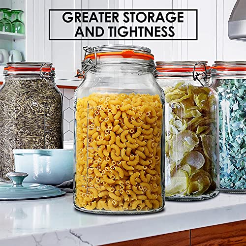 1 Gallon Glass Jars with Airtight Lid, Large Glass Storage Containers with Lids, 2 Pack Wide Mouth Mason Jars with Measurement Marks, Kitchen Pantry Storage for Flour, Sugar, 138oz, Dishwasher safe