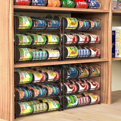 Simple Houseware Stackable Can Organizer Rack for Pantry/Cabinet – 11.5" D x 17" W x 13.75" H, Holds 36 Cans, 3-Tier Can Food Storage Dispenser, Bronze - color: Bronze