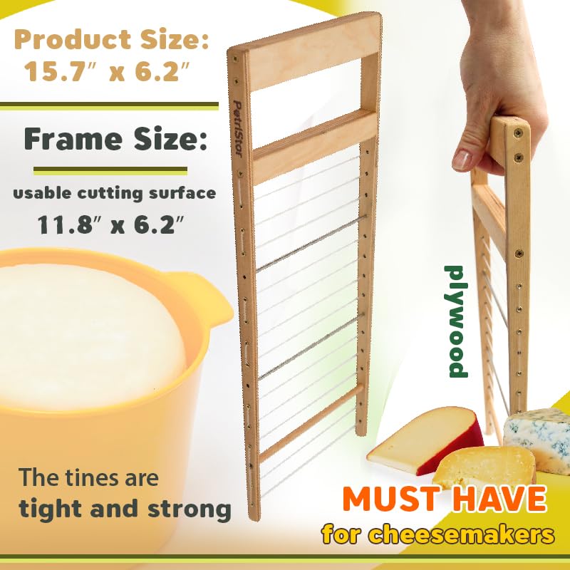 PetriStor Horizontal Cheese Curd Cutter for Cheese Making Cheese harp Cheese Curd Cutter Artisan Cheese Making Knife (3/4”) - size: 3/4”