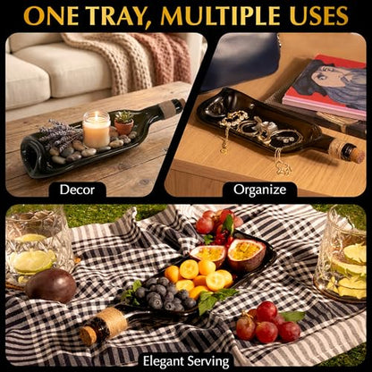 Melted Wine Bottle Serving Boards – Elegant Charcuterie Board Decorative Tray Serving Platter for Parties, Special Events – Durable Easy to Clean Cheese Tray Housewarming Gifts New Home