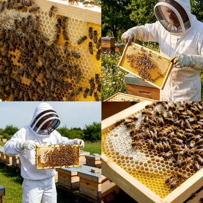 20 Pack Beehive Frames with Beeswax Sheets, Assembled Deep Beehive Frames and Beeswax Foundation Sheets, 9-1/8-Inch for Beekeeping Supplies - size: 20PCS