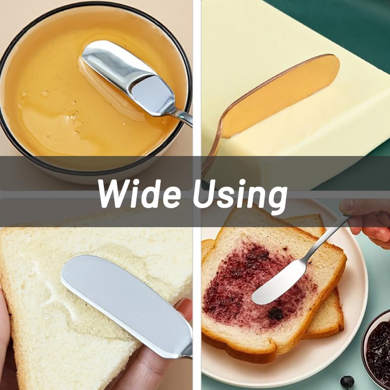 2 Pack Butter Spreader Knife - Stainless Steel Cheese Dessert Knives - Breakfast Butter Slicer Sandwich Jam Spreader (Silver x 2)
