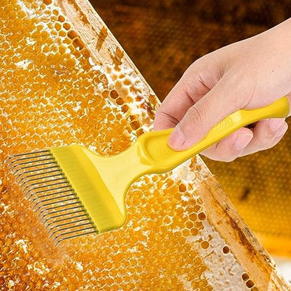 Stainless Steel Discovery Fork, Honey Scraper Shovel with Plastic Handle with 18 Teeth Stainless Steel Beekeeping Tool. Beekeeping Cut