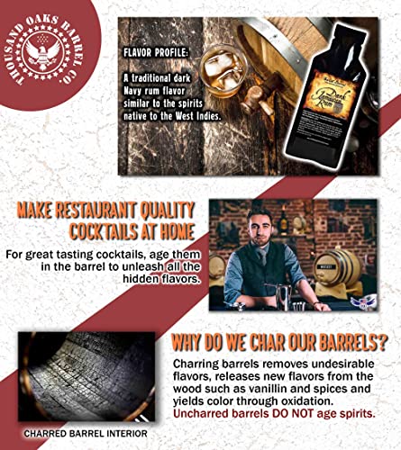 Dark Jamaican Rum Making Bootleg Kit w/Chalkboard & Book- Thousand Oaks Barrel Co. – Make & Age Spirits in an Oak Cask Keg- Best Father’s Day Gift Ever (2L) - size: 2 Liter