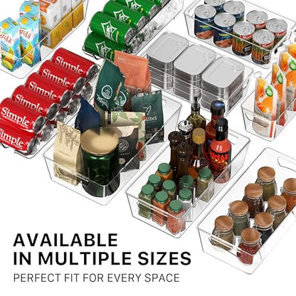 Simple Houseware 4 Pcs Pantry Clear Bin Storage Organizer, 14" x 7" x 3.75" - size: 4 Pack - 14 x 7 x 3.75