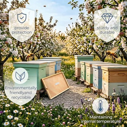MINEHAJIME 2pcs Beehive Inner Cover for 10 Frame Hive Box,Beeswax-Coated Bee Hive Cover,Beekeeping Supplies,Bee Hive Screen Inner Cover,Cover with Feeding Hole for Beekeeping Tool (10 Frame-2pcs) - size: 10Frame-2pcs