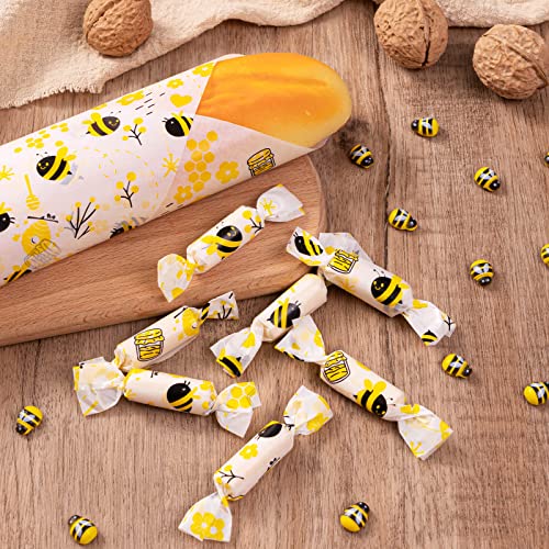 100 Pcs Wax Paper Sheets for Food, Bee Day Wax Paper Sandwich Wrap Deli Wraps, Waterproof Oil-proof Picnic Basket Liners with Bee Pattern for Kitchen - color: Bee