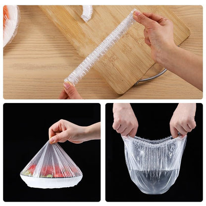 100Pcs Disposable Food Containers Disposable Stretchable Bowl Covers Universal Kitchen Wrap Seal Bags for Food Storage Bread Proofing and Outdoor Picnics (14-35cm Stretchable)