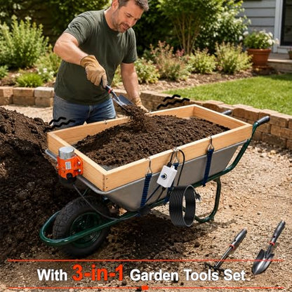 Large Soil Sifter with 40W Adjustable Vibration Motor, 39.3" x 19.6" Automatic Wooden 1/4" Mesh Rocks Dirt Compost Gravel Sifting Screen Gardening Sieve Fits Wheelbarrows,with 3-in-1 Garden Tools Set - size: 1/4" Mesh Soil Sifter with 40W Motor