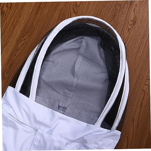 POPETPOP Hooded Beekeeping Suit for Full Body Protection Elasticized Cuffs Ankles XXL Size White