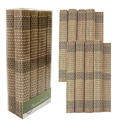Set of 8 Pcs Bamboo Placemats Natural Anti-Slip Bamboo Placemats Washable Heat-Resistant Table Mats for Dining Room and Kitchen (Brown+White+Black) - color: Brown+white+black, size: Set of 8 Placemat 17.7 x 11.8 inch
