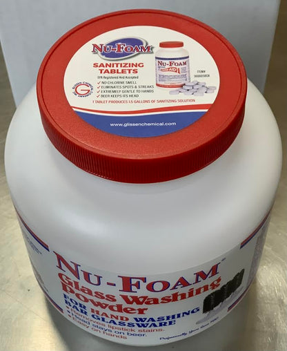 Nu-Foam Glass Washing Powder - Detergent for Bar Glassware – Original Streak-Free Solution - Hand Washing Bar, Tavern, Brewery Supplies - Spotless Serving Glasses - Easy On Hands - 4 Lb Jar - style: 64 Ounce (Pack of 1)