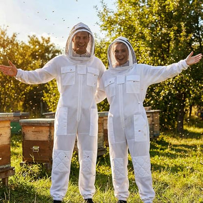 3 Layer Premium Ultra Ventilated Bee Suit for Men Women With Two Detachable Beekeeping Veils - size: XX-Large