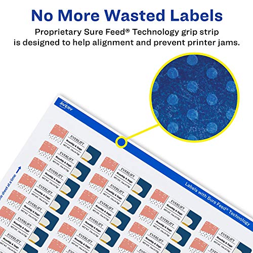 Avery Printable Durable White Rectangle Labels, Sure Feed Technology, 0.5" x 1.75", Waterproof Labels, Laser & Pigment-Based Inkjet Compatible, 2000 Total - style: 2,000 labels