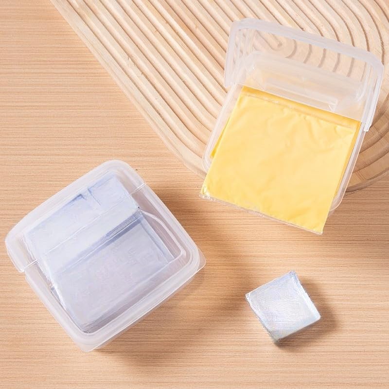 1pc Reusable Rectangular Cheese Storage Box with Hinged Lid Multi Purpose Refrigerator Container Food Storage