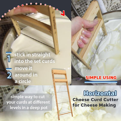 Horizontal Cheese Curd Cutter for Cheese Making Cheese harp Cheese Curd Cutter Artisan Cheese Making Knife (1/2”) - size: 1/2”