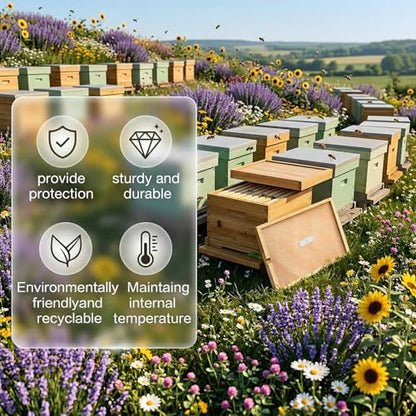 2pcs Beehive Inner Cover for 10 Frame Hive Box,Beeswaxed-Coated Bee Hive Cover,Beekeeping Supplies,Bee Hive Top Cover with Frame,Cover with Feeding Hole for Beekeeping Tool (2)