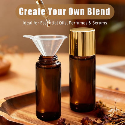 Amethyst Roller Bottles for Essential Oils, 50ml Refillable Amber Glass Roll On Bottles with Natural Crystal Roller Balls, Leak-Proof Travel Perfume Bottle with Gold Caps - color: Purple