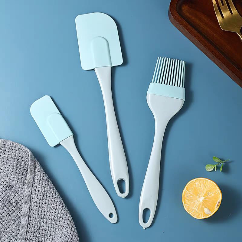 3PCS Silicone Pastry Brushes, Baking Cream Scraper,Household Kitchen Rubber Oil Brush, Cake Spreader for Baking, Grilling (Pink)