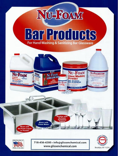 Nu-Foam Glass Washing Powder - Detergent for Bar Glassware – Original Streak-Free Solution - Hand Washing Bar, Tavern, Brewery Supplies - Spotless Serving Glasses - Easy On Hands - 4 Lb Jar - 2 Pack - style: 64 Ounce (Pack of 2)