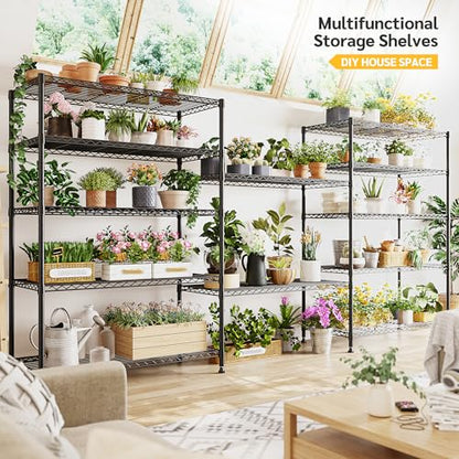 REIBII 75''H Storage Shelves Metal Shelving Unit, 6 Tier Wire Shelving for Pantry Shelves Adjustable 1200LBS Garage Shelving Heavy Duty Storage Rack for Kitchen Garage, 35.4''W*75''H*15.7" D - size: 35.4"W×75"H×15.7"D