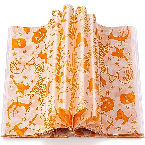 100 Pcs Halloween Wax Paper Food, Wax Paper Sheets Sandwich Wrap Papers Deli Wraps, Waterproof Oil-proof Picnic Basket Liners with Pumpkin Pattern for Kitchen Handmade Food - color: Halloween