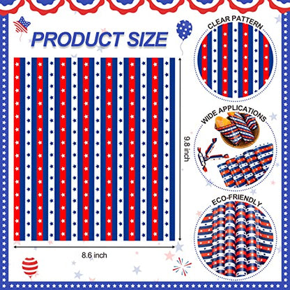 100 Pcs 4th of July Wax Paper for Food, Wax Paper Sheets Deli Paper Sandwich Wrap Candy Cookies Wraps, Waterproof Oil-proof Picnic Basket Liners with Star Flag Pattern for Kitchen Handmade Food - color: Patriotic