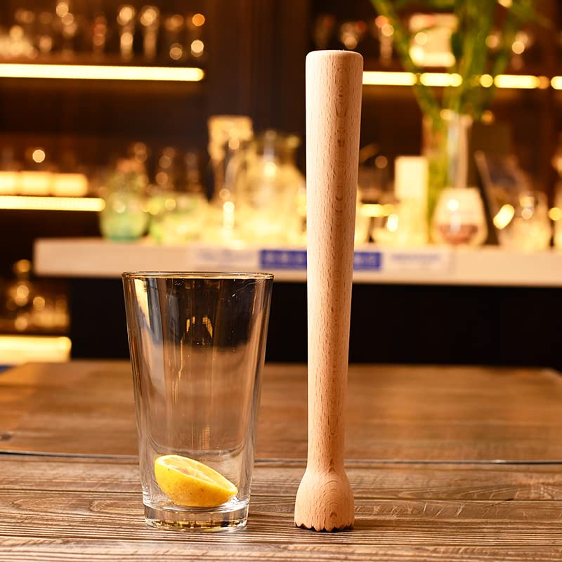 2Pcs Muddler for Cocktails 10 Inch - Stainless Steel and Wooden Drink Muddlers for Mojitos Mint & Fruit Based Drinks - Bartender Tool for Bars and Home - color: 2pack-a