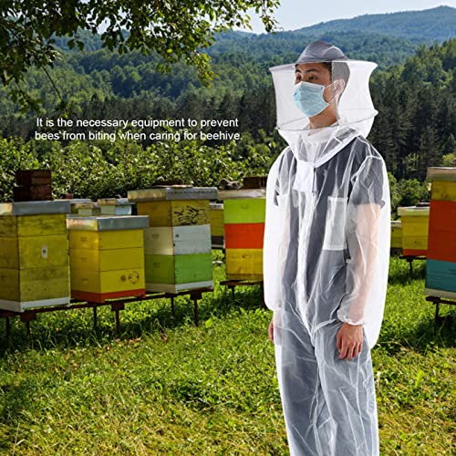 GLOGLOW Sting Proof Beekeeping Suit for Men Women Sting Proof Beekeeping Suit with Round Veil Hat Beekeeper Costume Ventilated Hood Bee Outfit for Backyard and Supplies (XL)