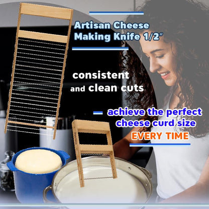 Horizontal Cheese Curd Cutter for Cheese Making Cheese harp Cheese Curd Cutter Artisan Cheese Making Knife (1/2”) - size: 1/2”