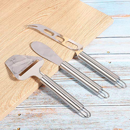 HEEPDD 3Pcs Stainless Steel Cheese Cutter Knife, Butter Scraper Kitchen Gadgets Set, Multifunctional Food Grade Kitchen Tools with Hanging Holes for Home Use