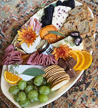 Charity Leaf Disposable Palm Leaf 15" x 10" Trays (10 pieces) Bamboo Like Serving Platters, Disposable Boards, Eco-Friendly Dinnerware For Weddings, Catering, Events - color: 10, size: 15x10" Oval